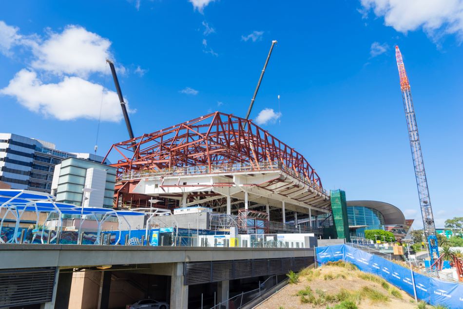 The expansion of the convention centre and construction work undertaking in Adelaide in South Australia during daytime. — Photo by sunflowerey