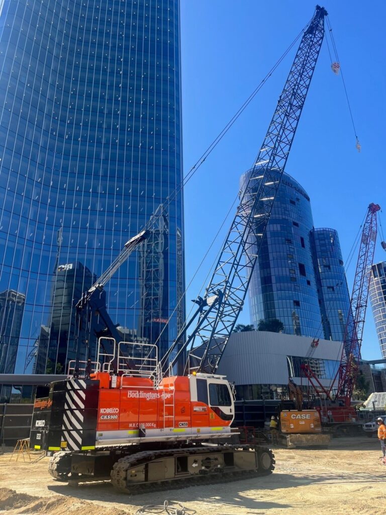 Kobelco crawler crane on construction site Australia