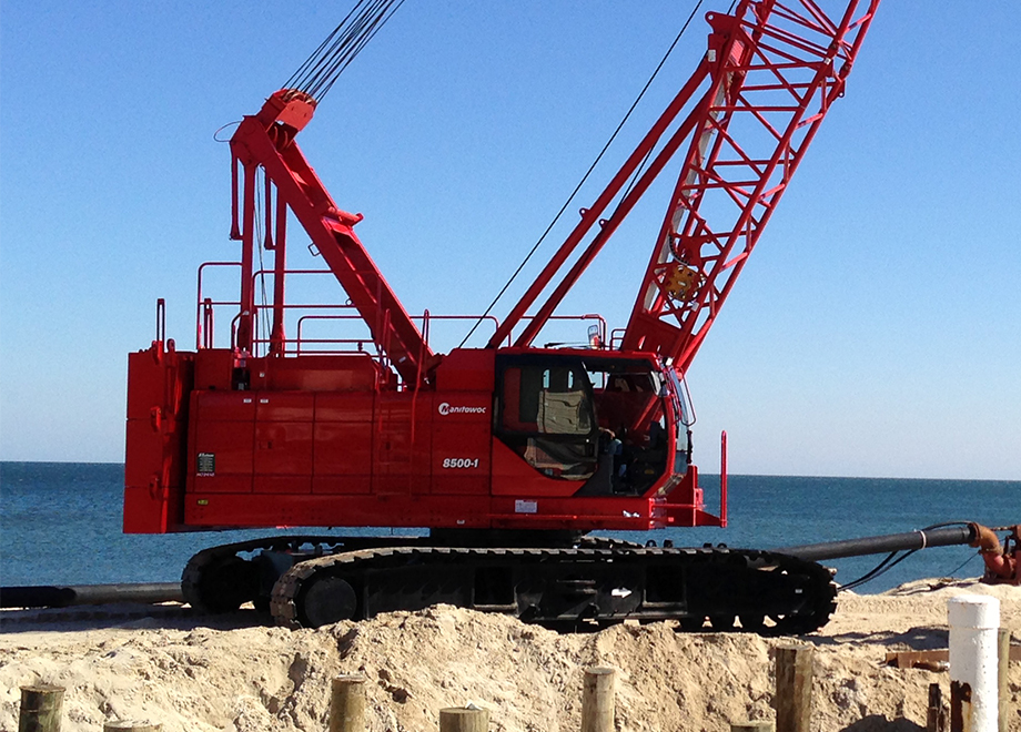 Crawler crane on the rocks