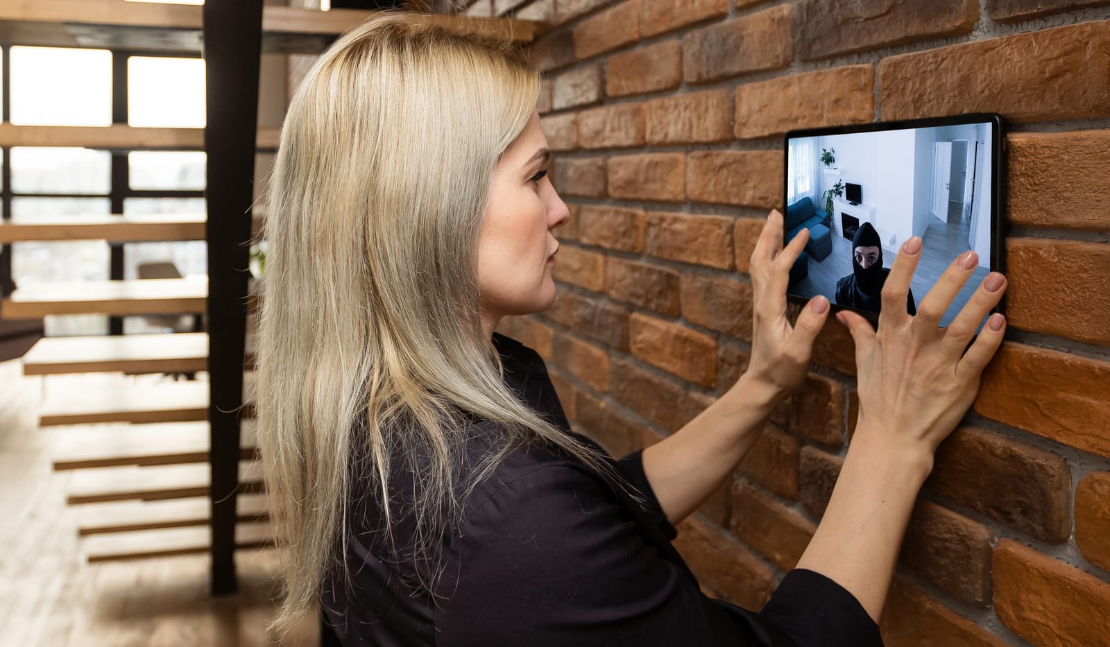 tablet with view from cctv cameras